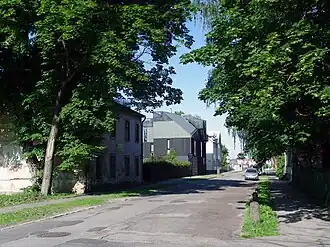 Вид от перекрёстка с ул. Звейниеку