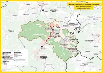 Делятинская поселковая община на карте