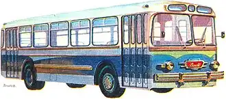 Автобус ЗиУ-6. Рисунок А. Захарова из коллекции журнала «За рулём». 1978 г.