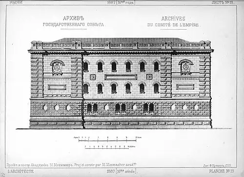 Фасад по Миллионной ул. «Зодчий», 1887.