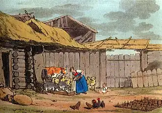 Дж. А. Аткинсон. Русский скотный двор. Начало XIX в.