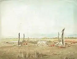 Могильник между Таштыпом и Тёей. 1885 год. Бумага, акварель. Минусинский краеведческий музей.