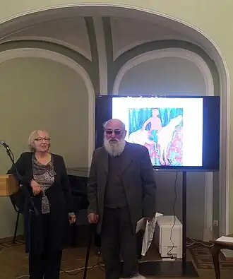 Искусствовед Т. М. Ломанова и А. С. Демирханов на Всероссийской научно-практической конференции «Культура и искусство Сибири» в Красноярском художественном музее имени В. И. Сурикова (11 декабря 2014)