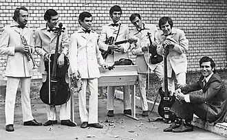 Виа «Москвичи». Москва, кинотеатр «Правда». Окябрь 1971 года. Фотосессия для рекламного плаката.