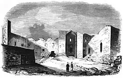 Вид бакинского дворца с северо-западной стороны. Середина XIX века. Худ. Г. Гогенфельден