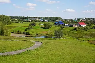 Вид деревни Малый Сундырь со стороны Этнографического комплекса «Чуваш Керем»