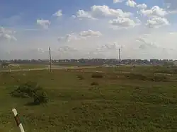 Вид на село Линейное с автодороги Астрахань-Элиста. 2013 год.