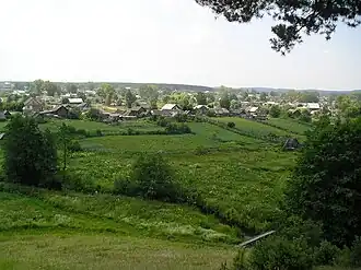 Вид с горы на село.