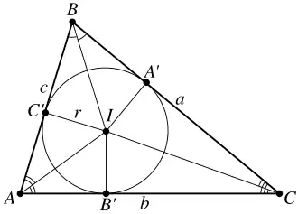 Окружность, вписанная в треугольник 
  
    
      
        A
        B
        C
      
    
    {\displaystyle ABC}