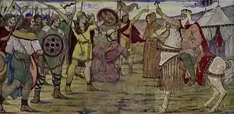 Ирландцы собираются на войну с викингами. Картина неизвестного художника XX в.