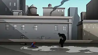 Человек-паук с Веномом на крыше