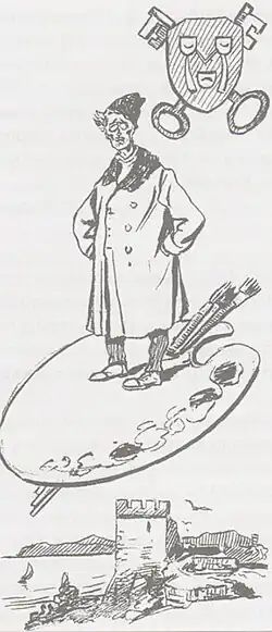 Шарж О. Пшеславского. Начало 1920-х годов. Бумага, тушь, перо