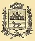 Герб Гомеля XIX в. на обложке книги Льва Виноградова "Гомель. Его прошлое и настоящее. 1142-1900 гг." (1900 г.)