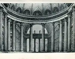 Колонный зал. Эскиз декорации. 1780-е. Бумага, тушь, перо, кисть.