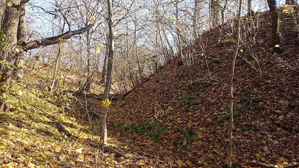 Ров между валами с северо-восточной стороны