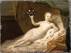 Г. К. Гроот. Портрет императрицы Елизаветы Петровны в образе Флоры. 1748—1749. Медь, масло. Дворец-музей «Царское село»