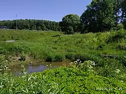 Современное состояние местности у восточного края села в месте слияния Самотёки и Девкина ручья, образующего Чермянку