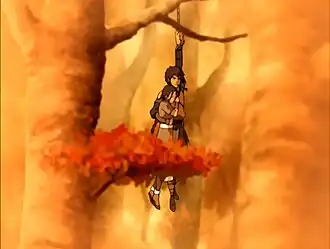 Джет поднимается с Катарой в своё убежище на дереве