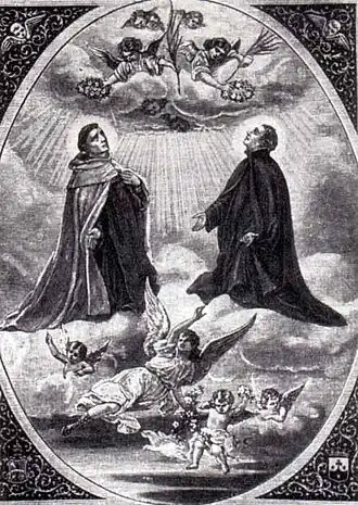 Гравюра XIX века с изображением Дионисия Рождества (слева)