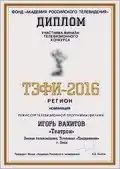 Серебряный диплом «ТЭФИ-2016 регион»