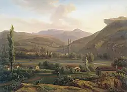 Жак-Кристоф Мивилль. Вид на татарскую деревню и мечеть на берегах Альмы. Третьяковская галерея