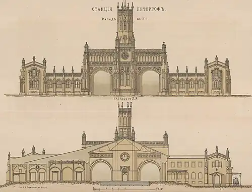 Вокзал Петергоф — восточный и западный фасады