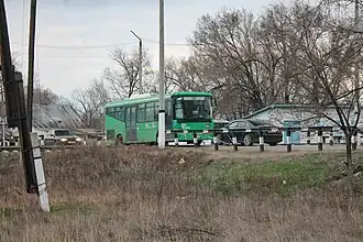 Автобус в казахстанском городе Жетыген