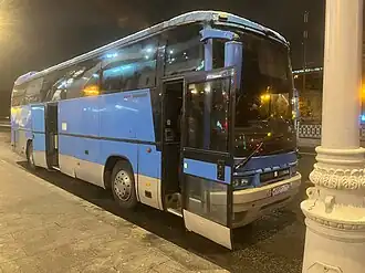 Ikarus 398HD в Москве на вечернем променаде МосРетроТранс, 15 ноября 2024 года
