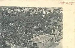 Иосафатова долина. Почтовая карточка 1900-х. Вид с северо-востока. Сторожка в настоящее время не сохранилась