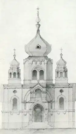 Проект западного фасада Страстного собора (вариант)