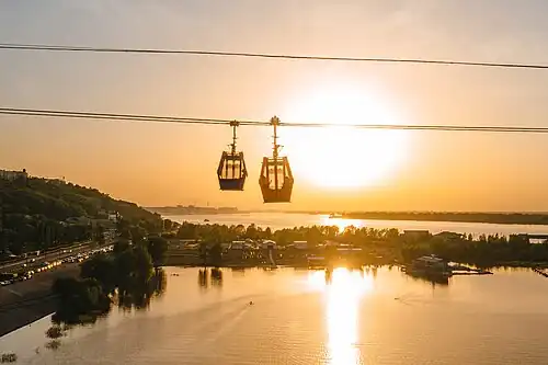 Кабинки канатной дороги над Гребным каналом