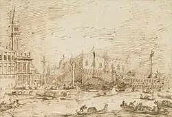 Каналетто. Венеция: Бучинторо у Сан Марко в День Вознесения. 1729 год. Бумага, перо, чернила, карандаш. 23,1 x 31,7 см. Виндзорский замок (Лондон). Инв. RCIN 907451