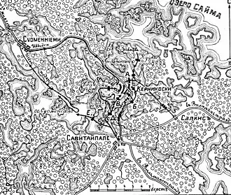 Театр военных действий (рисунок из статьи «Керникоски» «Военная энциклопедия Сытина»)