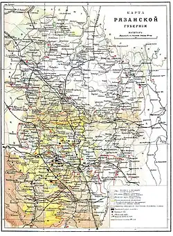Великодворье на карте Рязанской губернии