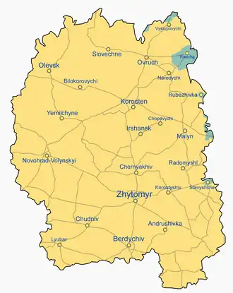 Житомирская область:
 не было оккупировано с 24 февраля 2022 г.
 возвращена под контроль Украины