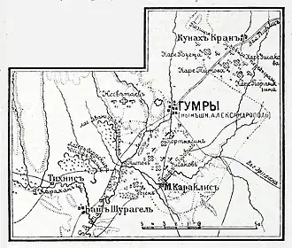 Гумры и ближайшие населенные пункты, карта 1912 года