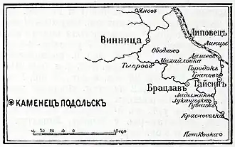 Театр военных действий (карта-схема из статьи «Дашев» «Военная энциклопедия Сытина»)