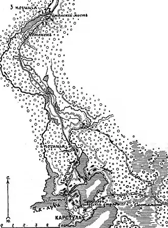 Схема баталии при Карстуле(рисунок из статьи «Карстула» «Военная энциклопедия Сытина»; 1913 год)