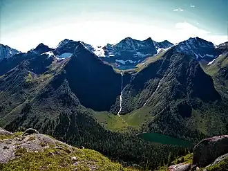 Вид на водопад с северо-востока летом 2012 г.