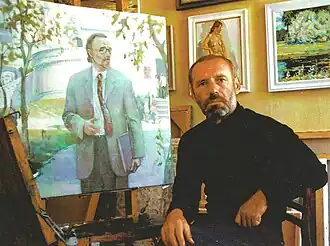 А. Я. Яковлев за работой в мастерской