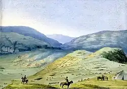 Лагерь в Чечне. Дарго. Художник В. В. Фохт 1840-е годы.