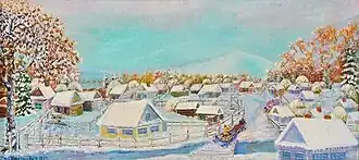 Картина «Лагонешты» художника из Партизанска Ф. К. Калушевича (бывшего жителя Лагонешт)