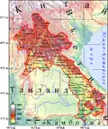 Физическая карта Лаоса