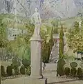 Пётр Уткин. Лестница и колонна со статуей в парке Кучук-Кой. Бумага, акварель, 1912 г.
