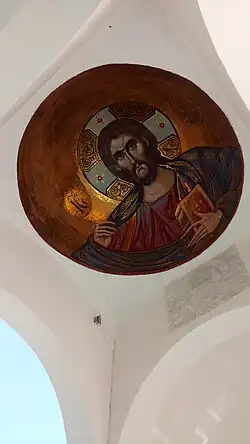 Лик Христа на паперти храма Ксении Петербургской