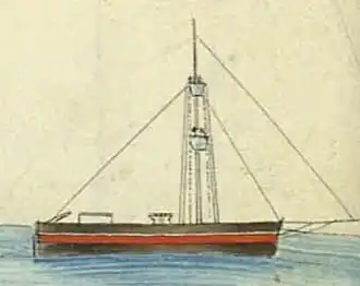 Изображение маяка из книги Л. И. Голенищева-Кутузова «О судах Балтийского флота, построенных со времени вступления на престол государя императора Николая Павловича»