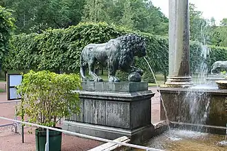 Один из львов Львиного каскада, Петергоф