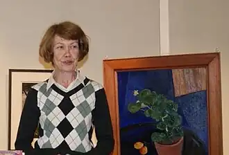 Любовь Юрова на презентации монографии «Русский авангард в собрании Ярославского художественного музея» (2009)