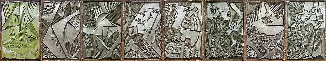 Художественные панно на путевых стенах (коллаж).