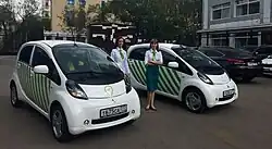 Мобильные комплексы ЦОДД, осуществляющие фотовидеофиксацию нарушений правил парковки в автоматическом режиме на базе электромобилей Mitsubishi i MiEV.